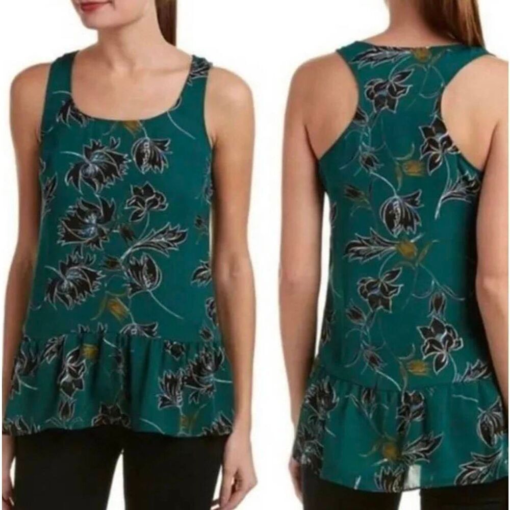 🔺️Cabi Green Zoe Falling Flowers Peplum Sleeveless Top Small